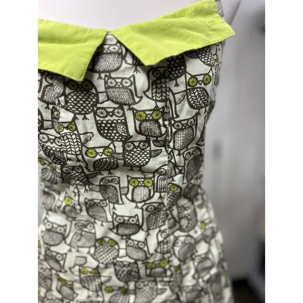 Kitsch N Glam Vintage Inspired Owl Crop Apron with Pockets